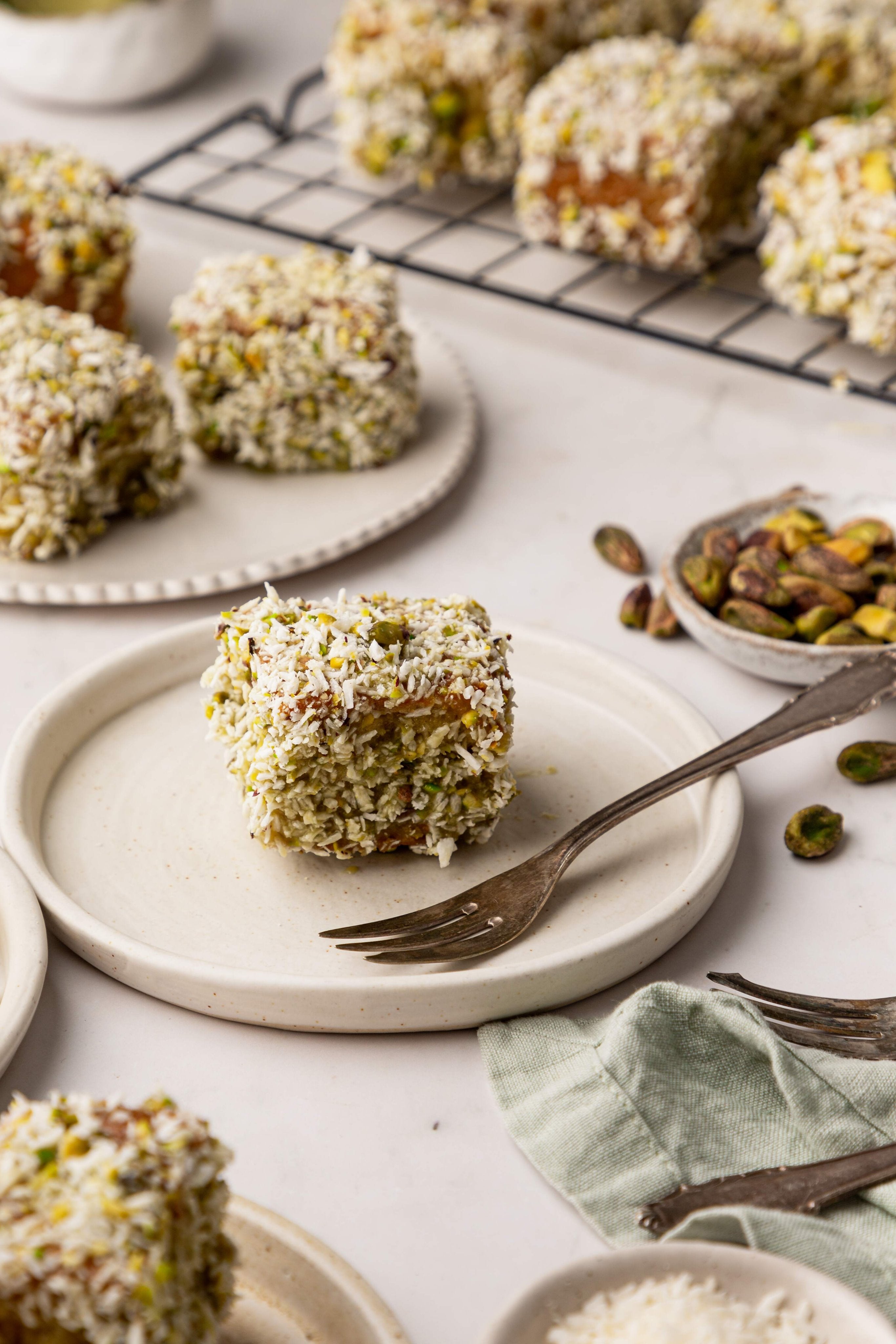 White chocolate Lamingtons